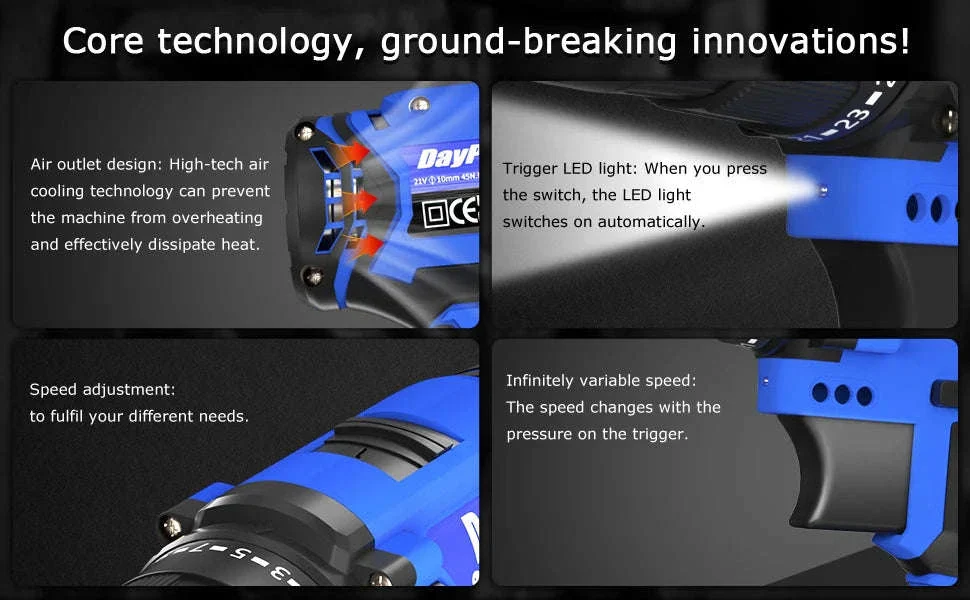 21V Cordless Drill and Electric Screwdriver Kit - Image 11