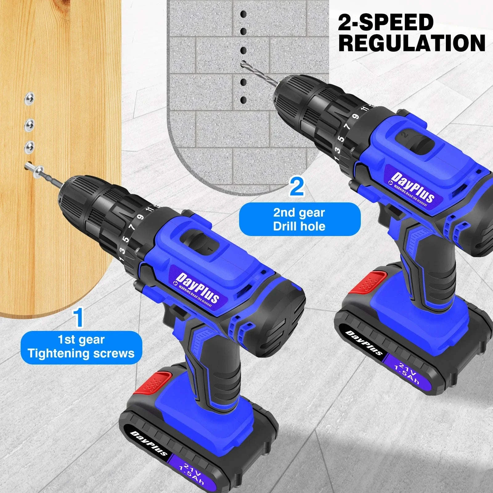 21V Cordless Drill and Electric Screwdriver Kit - Image 2