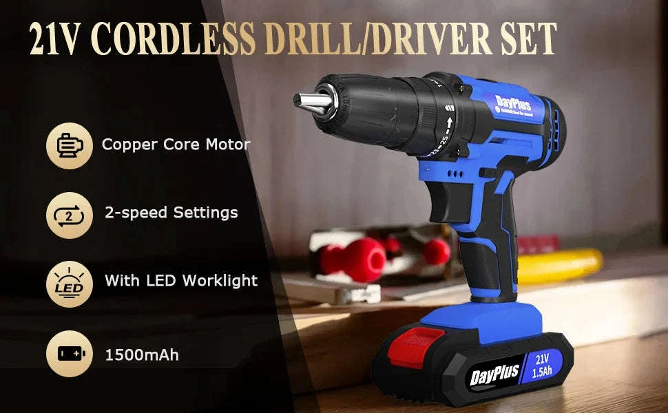 21V Cordless Drill and Electric Screwdriver Kit - Image 8