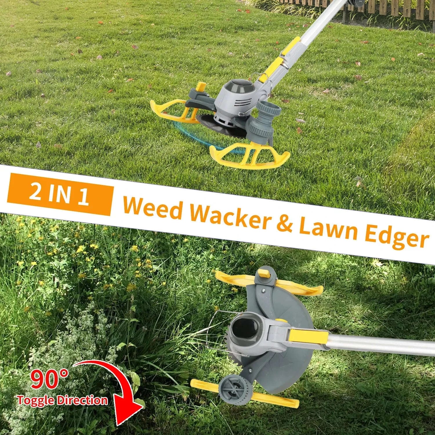 21V Cordless Weed Trimmer with Wheels, LED Display & 3 Blades - Image 18