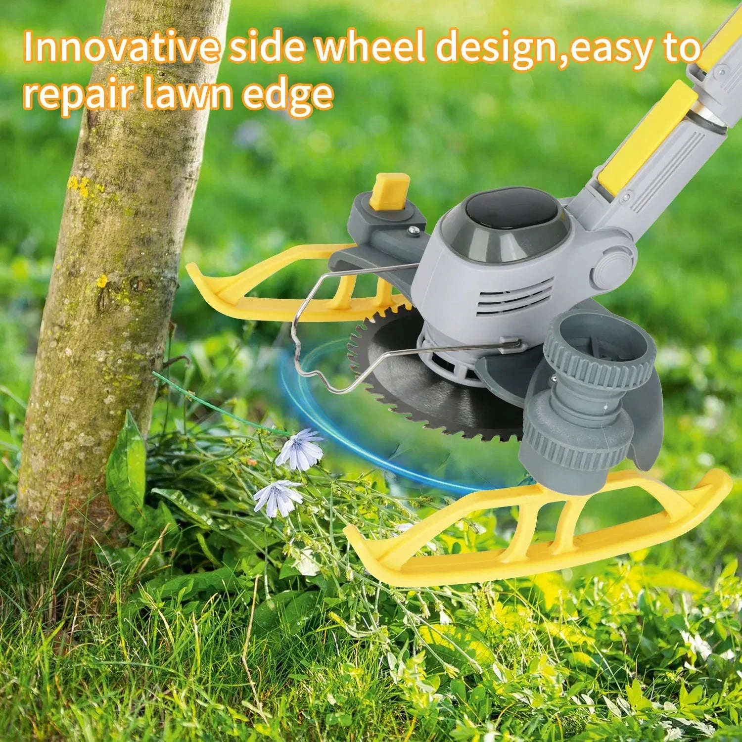 21V Cordless Weed Trimmer with Wheels, LED Display & 3 Blades - Image 19