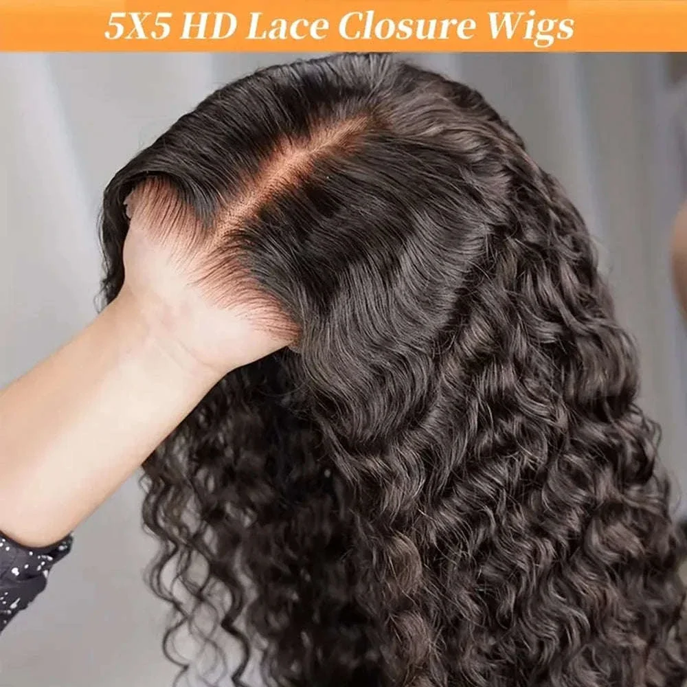 250% Density Deep Wave Glueless Wig HD Lace Pre-Cut Human Hair