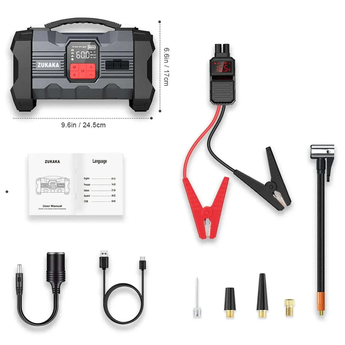26800mAh Jump Starter with Air Compressor - Image 10