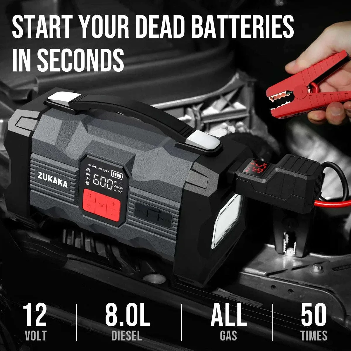 26800mAh Jump Starter with Air Compressor - Image 2