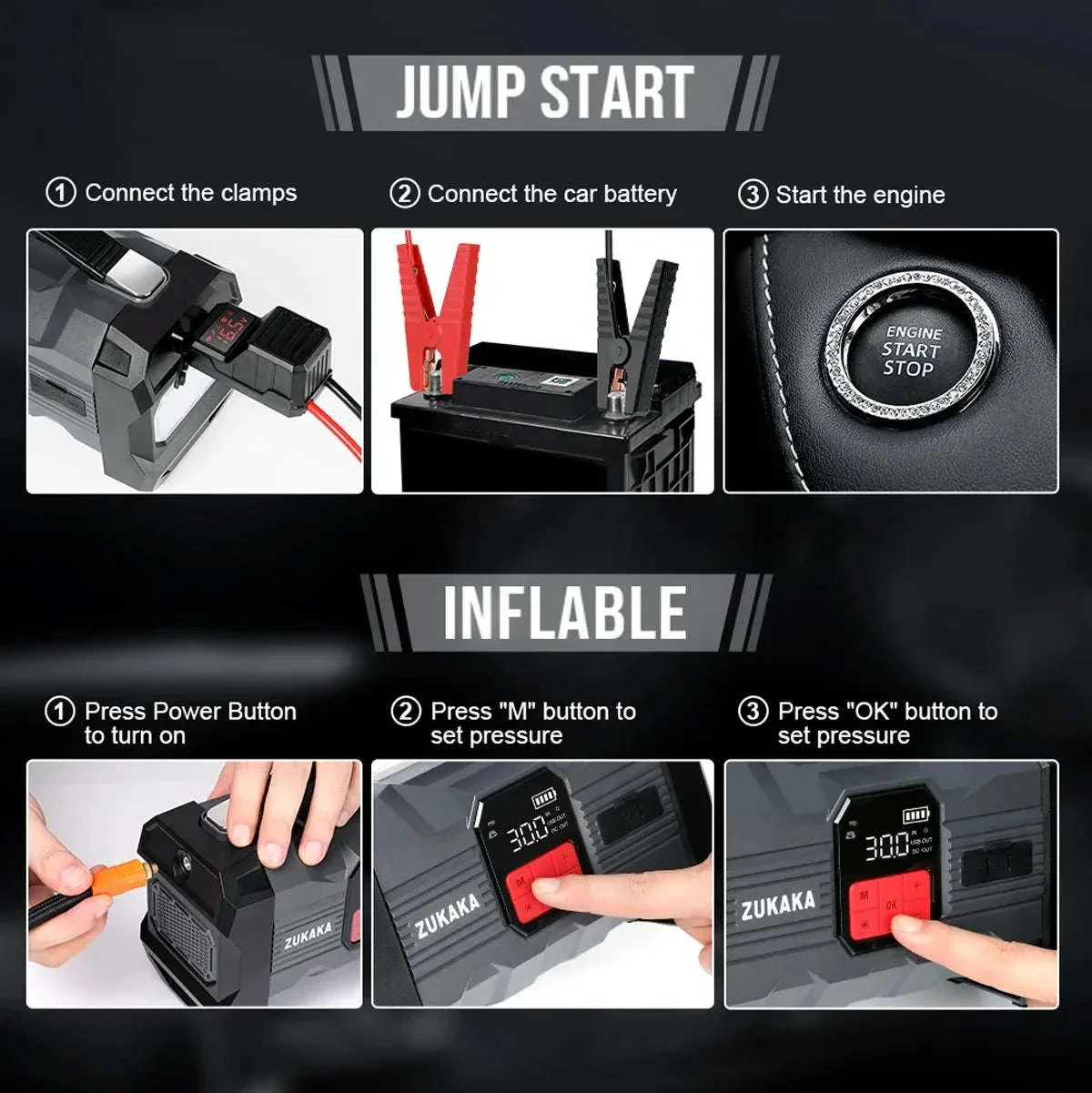 26800mAh Jump Starter with Air Compressor - Image 8