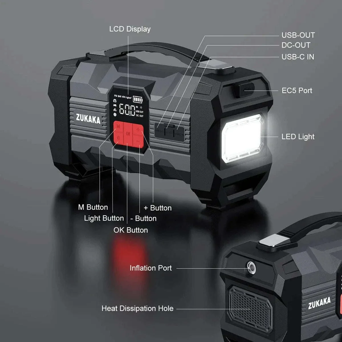 26800mAh Jump Starter with Air Compressor - Image 9