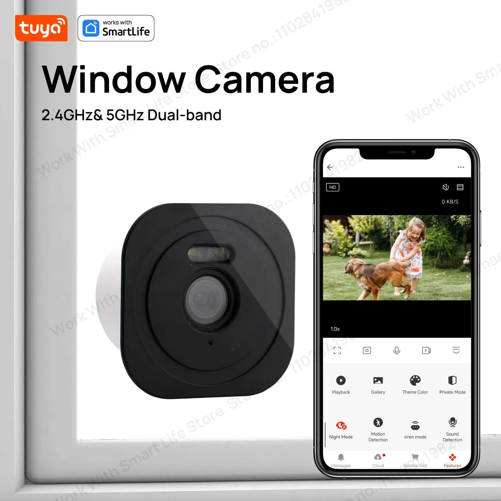 2K 3MP Window Security Camera with Color Night Vision & Dual WiFi