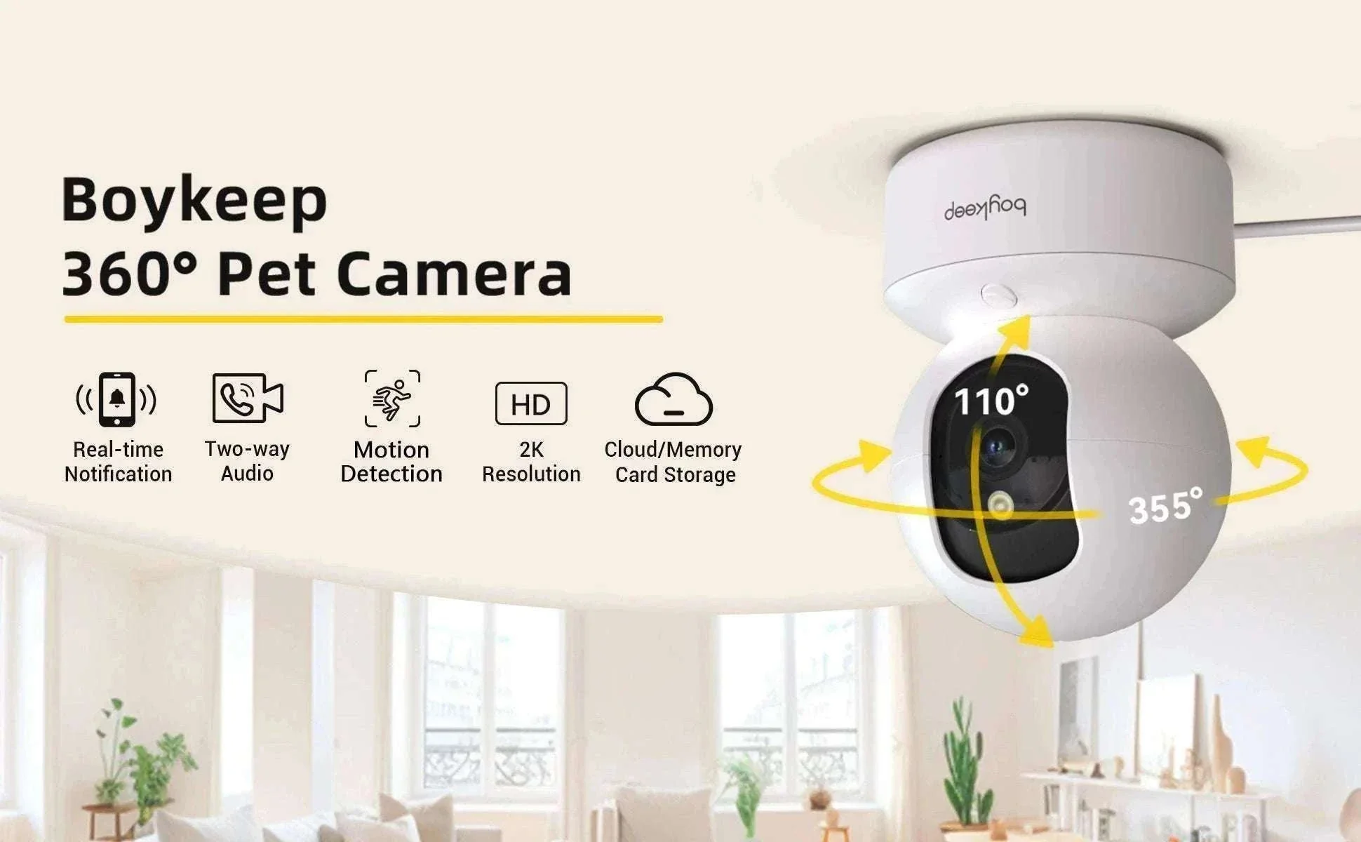 2K Smart WiFi Indoor Security Camera 360° PTZ Night Vision - Image 7