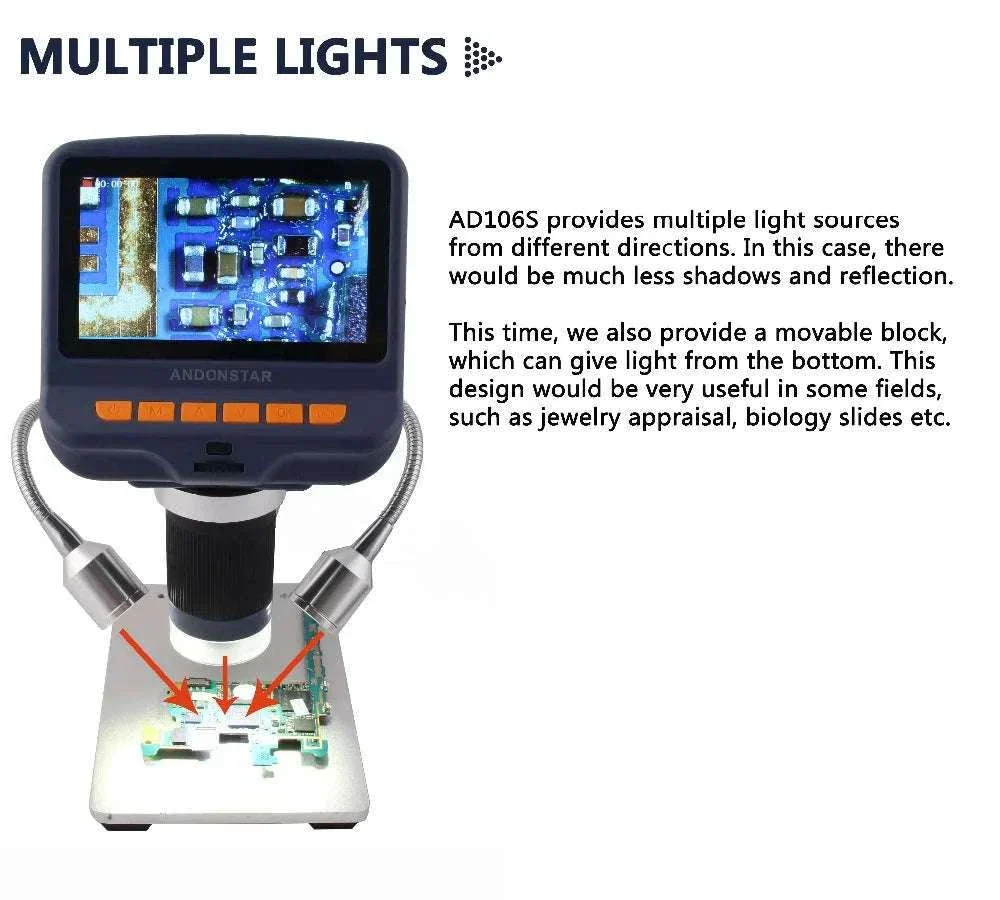 2MP 1080P Digital Microscope with 4.3" Screen, 220X Zoom - Image 14