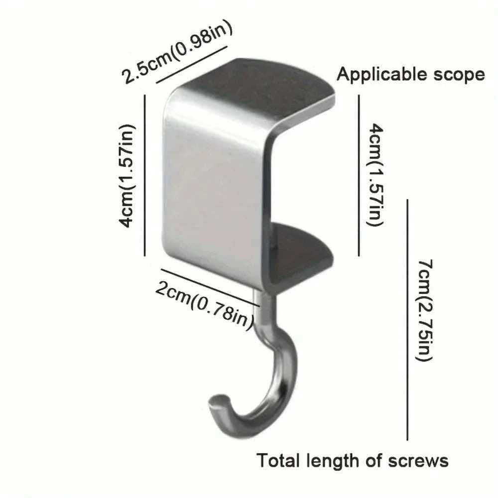 2Pcs 360° Rotatable Steel Table Hooks for Desk Organization - Image 6