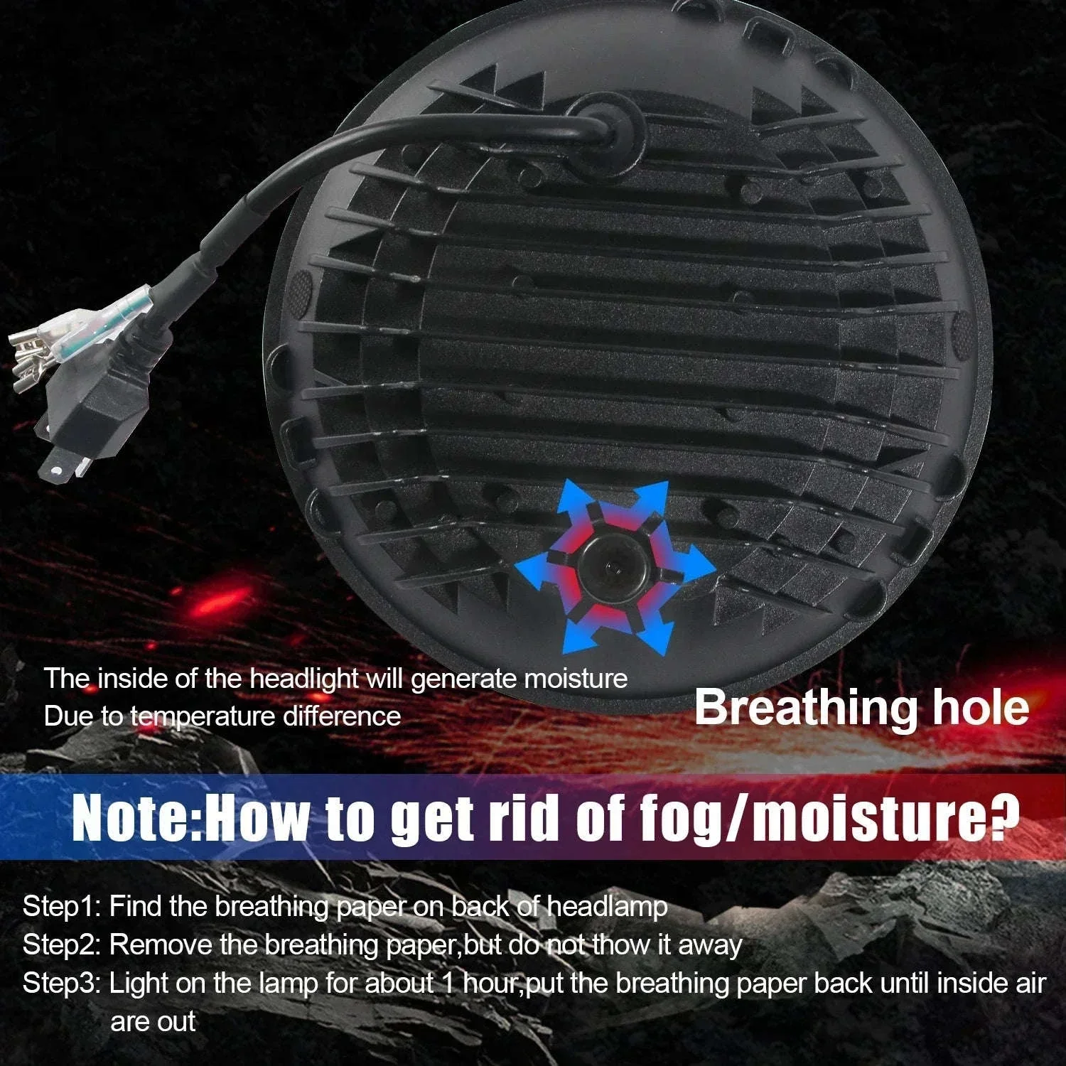 2PCS 7 Inch LED Round Headlight with DRL and Angel Eye - Image 4