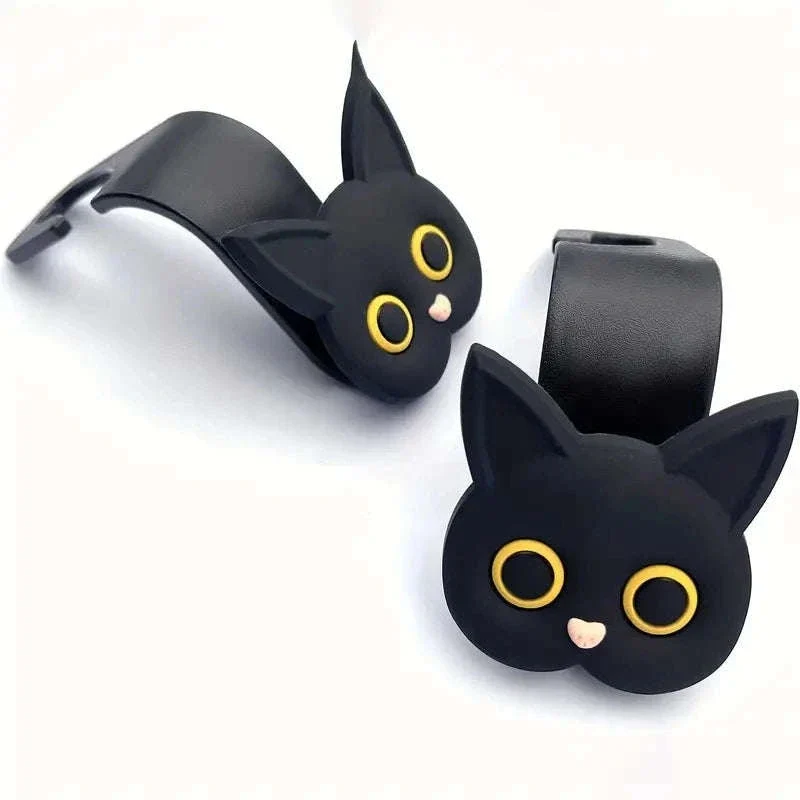 2-Piece 3D Cartoon Cat Car Seat Hooks for Tidy Rides - Image 2