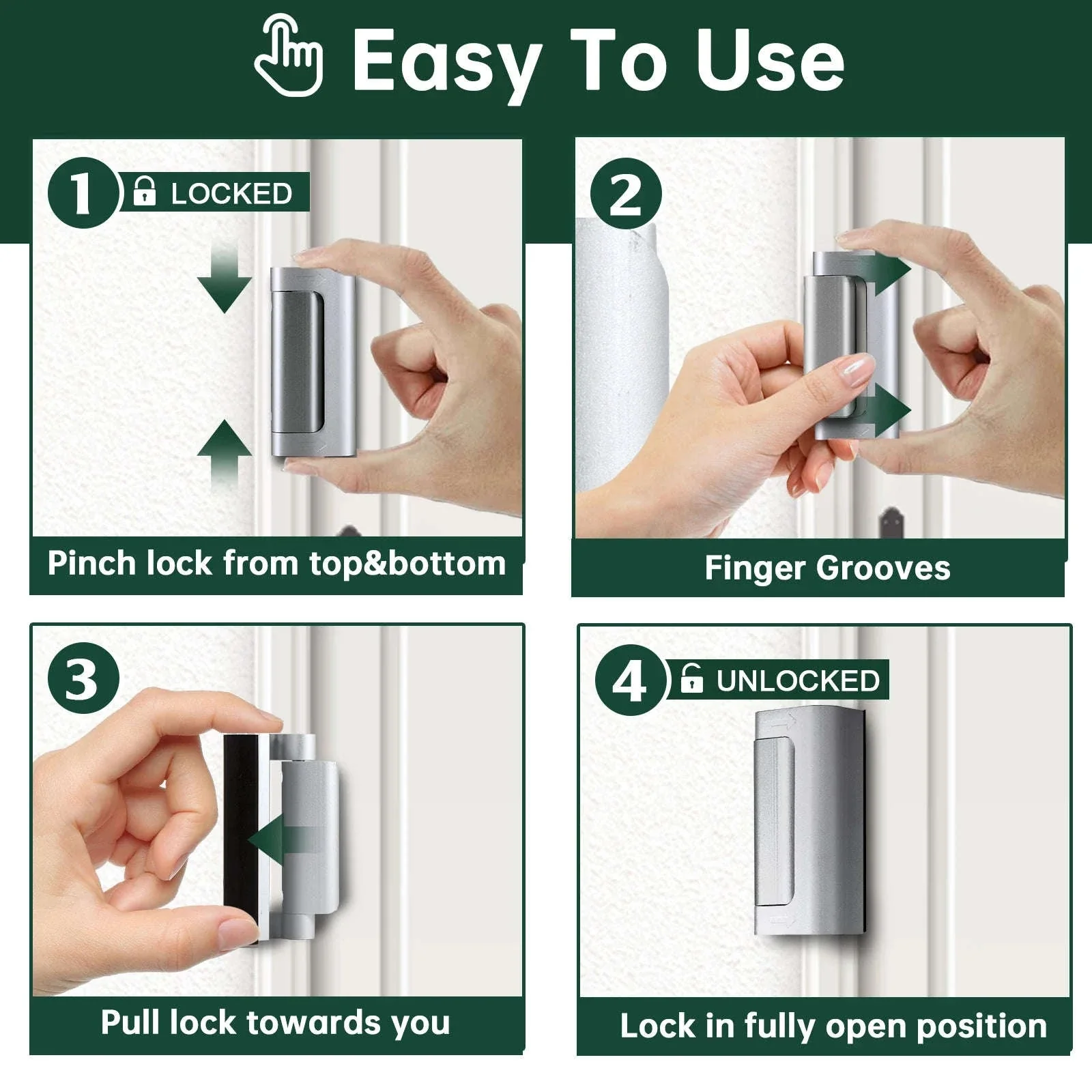 2-Piece Home Security Door Lock Reinforcement Latch, 800lbs