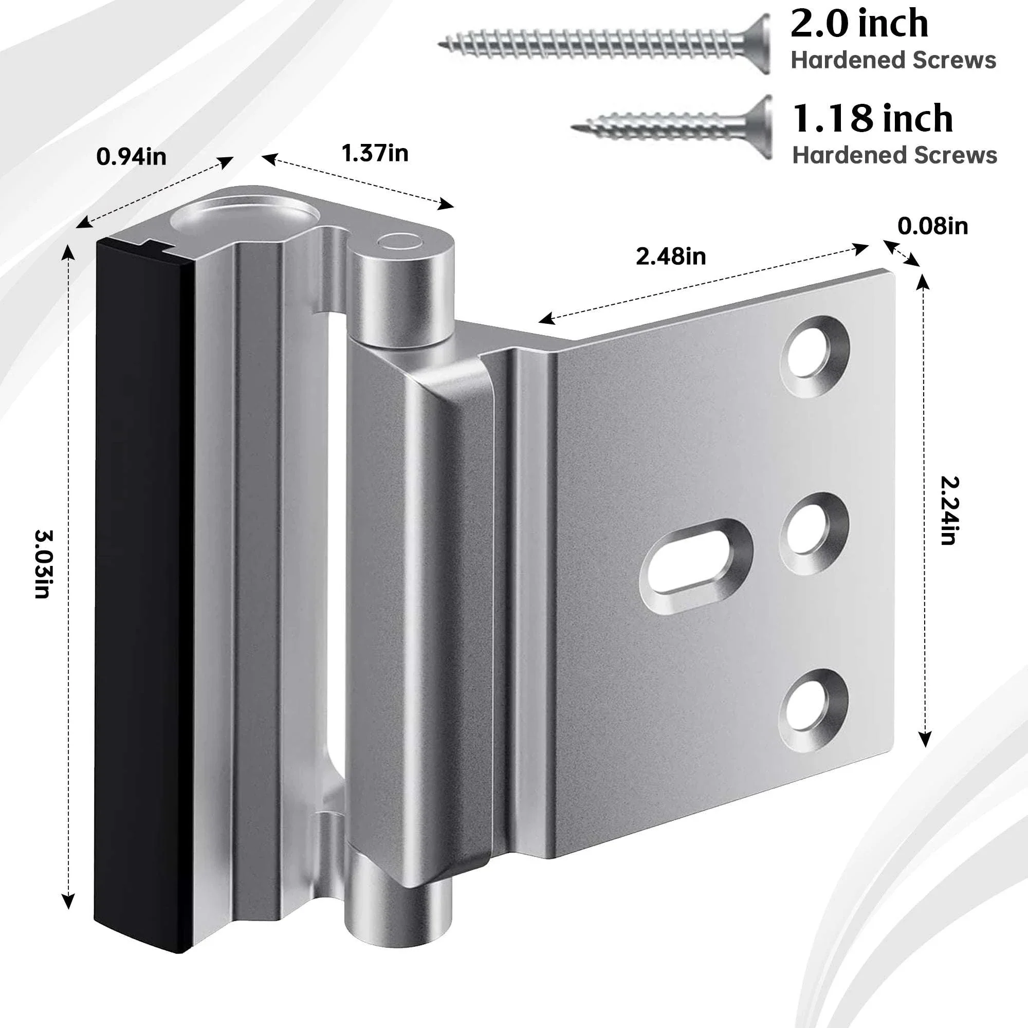 2-Piece Home Security Door Lock Reinforcement Latch, 800lbs - Image 6