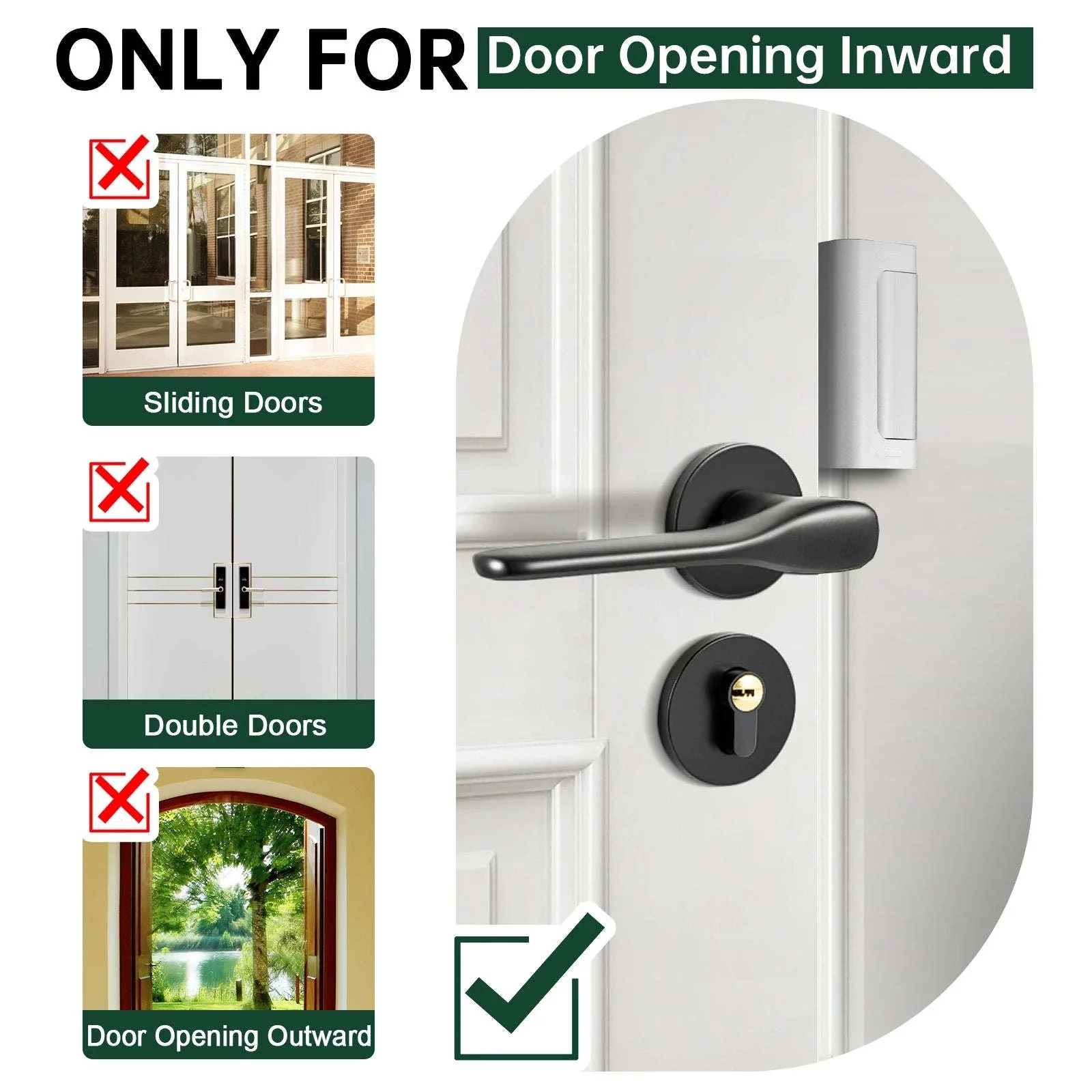 2-Piece Home Security Door Lock Reinforcement Latch, 800lbs - Image 7