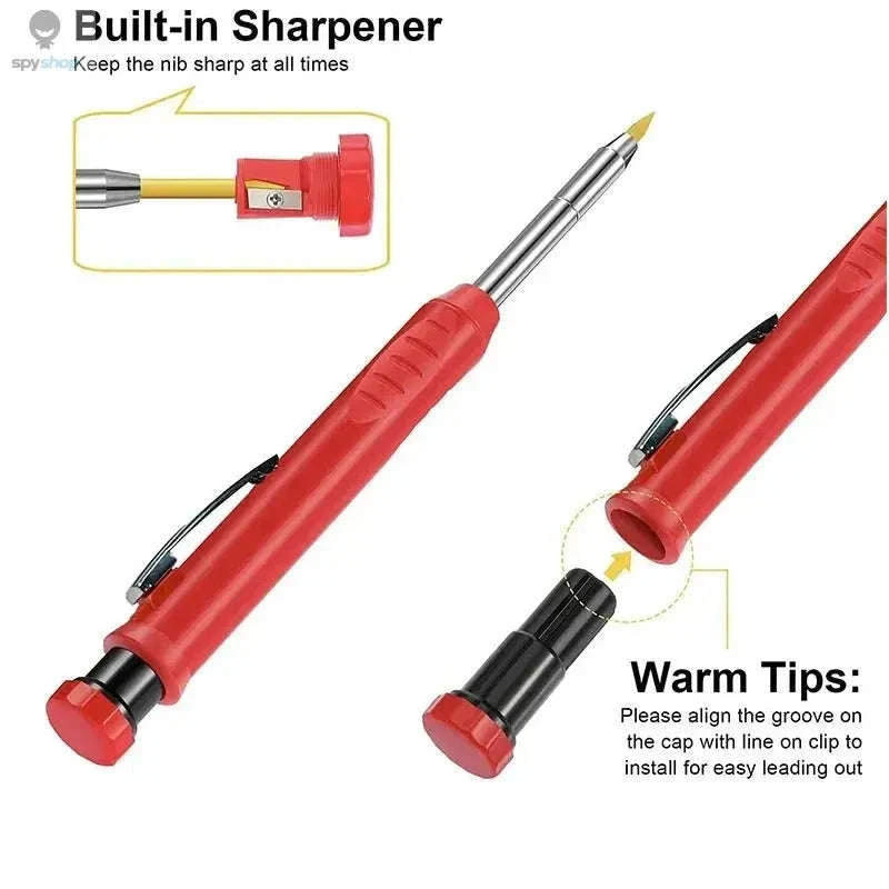 Carpenter Mechanical Pencil Set with Sharpener for Clean Marking - Image 4