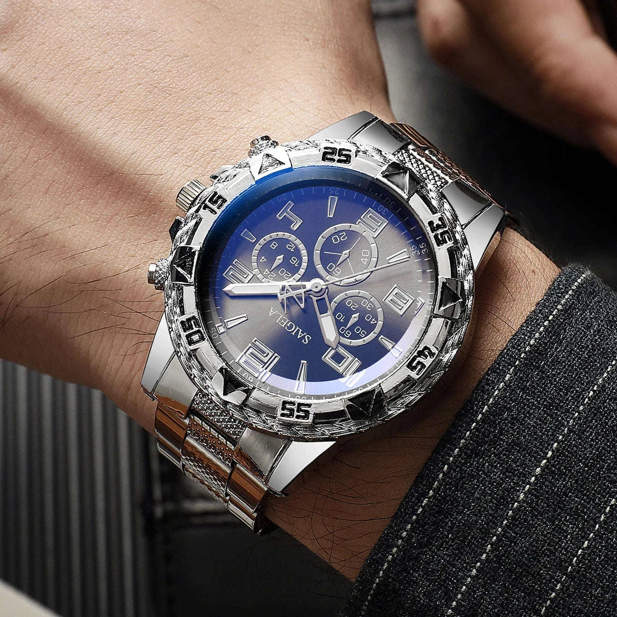 2-Piece Men's Business Quartz Watch Set with Arabic Dial - Image 3