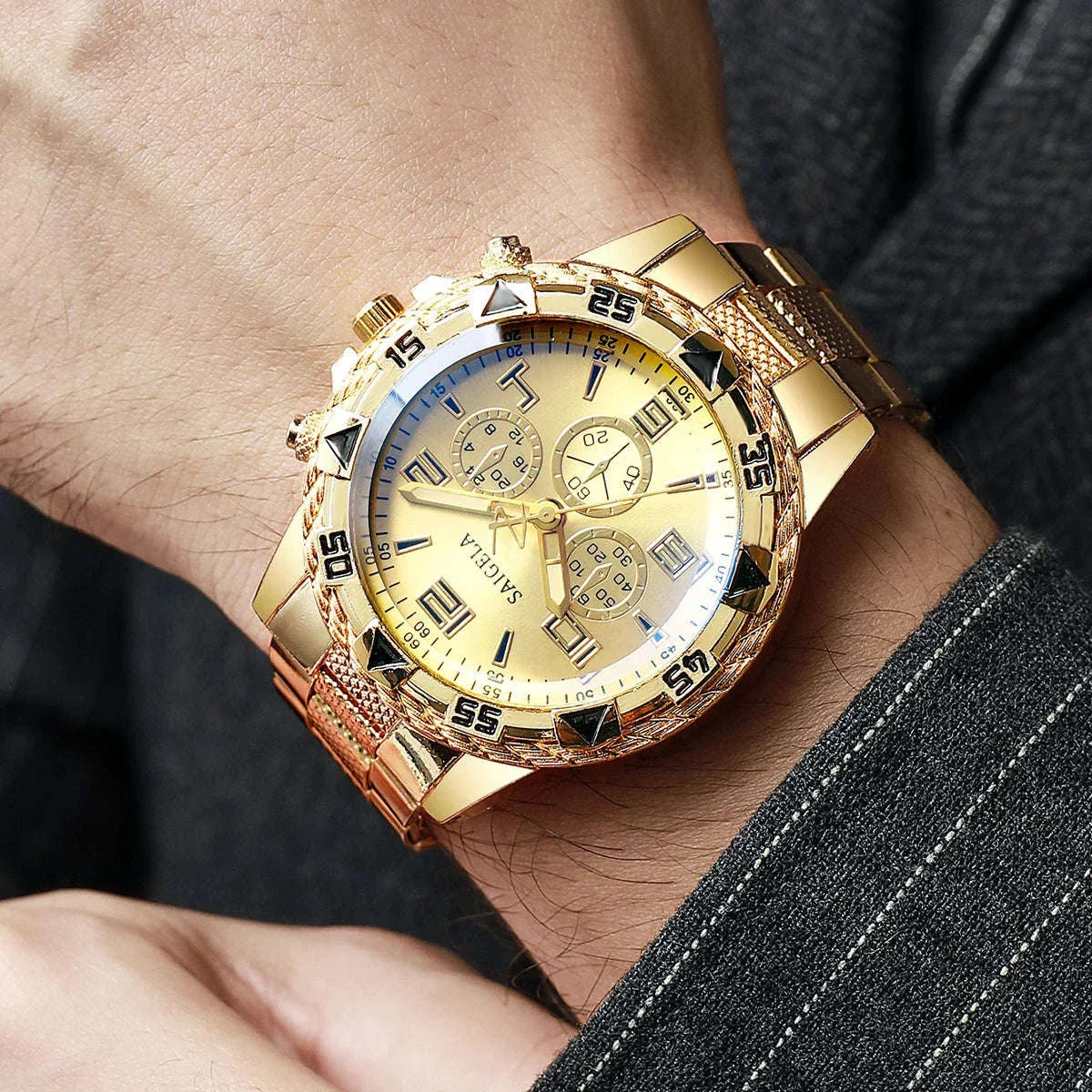 2-Piece Men's Business Quartz Watch Set with Arabic Dial - Image 6