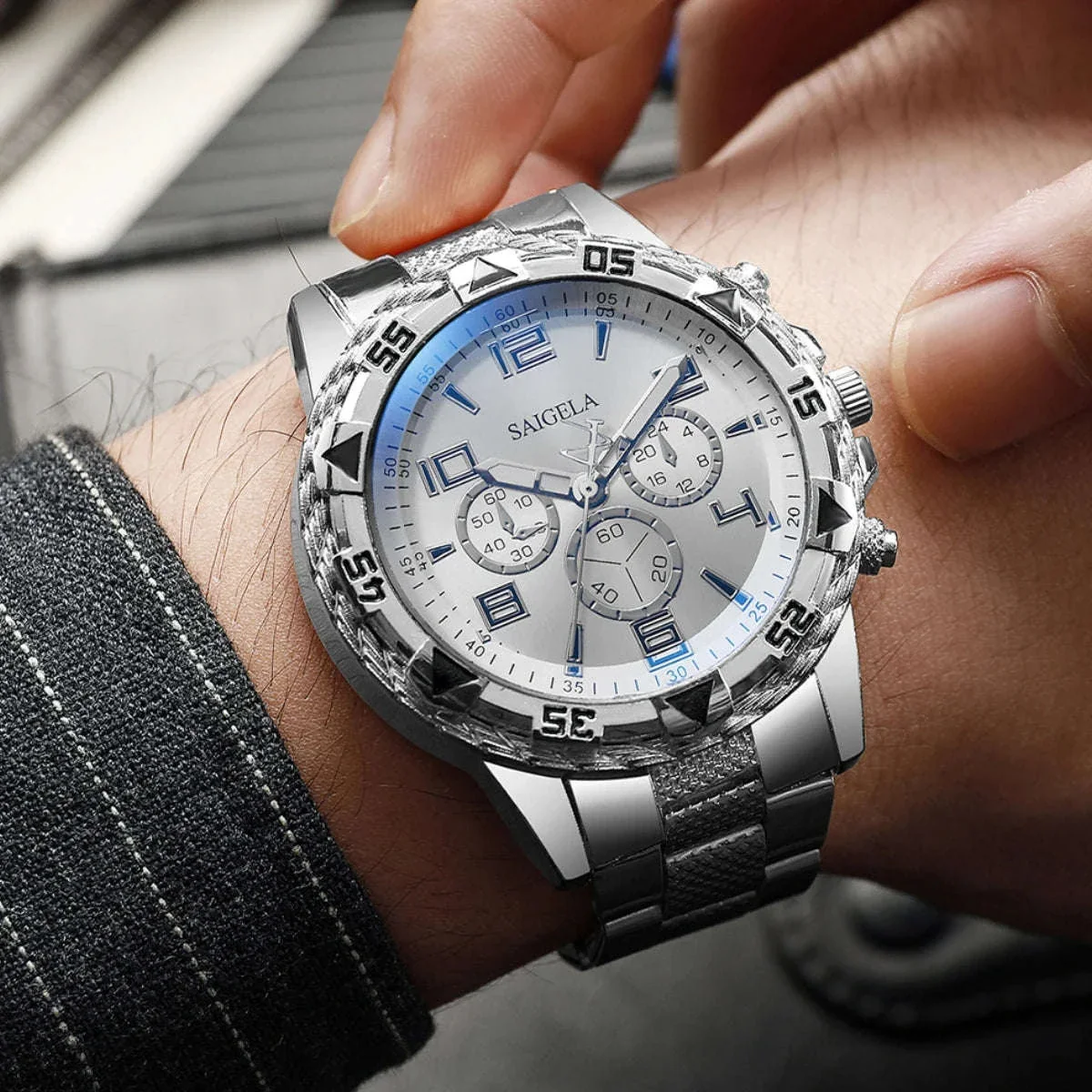 2-Piece Men's Business Quartz Watch Set with Arabic Dial - Image 7