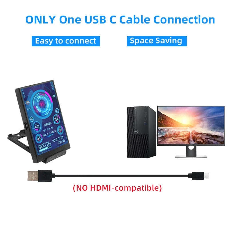3.5 Inch IPS USB-C Secondary Screen for PC Stats - Image 3