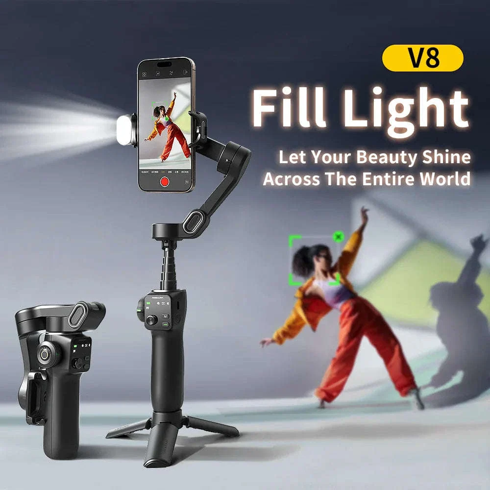 3-Axis Smartphone Gimbal Stabilizer with Face Tracking & Extension Rod - Image 2