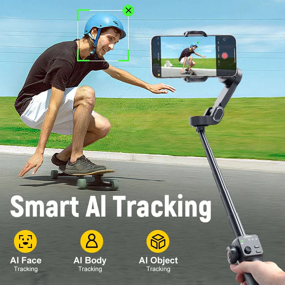 3-Axis Smartphone Gimbal Stabilizer with Face Tracking & Extension Rod - Image 3