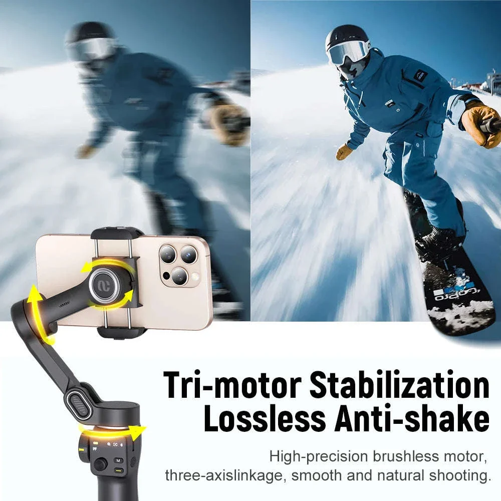 3-Axis Smartphone Gimbal Stabilizer with Face Tracking & Extension Rod - Image 4