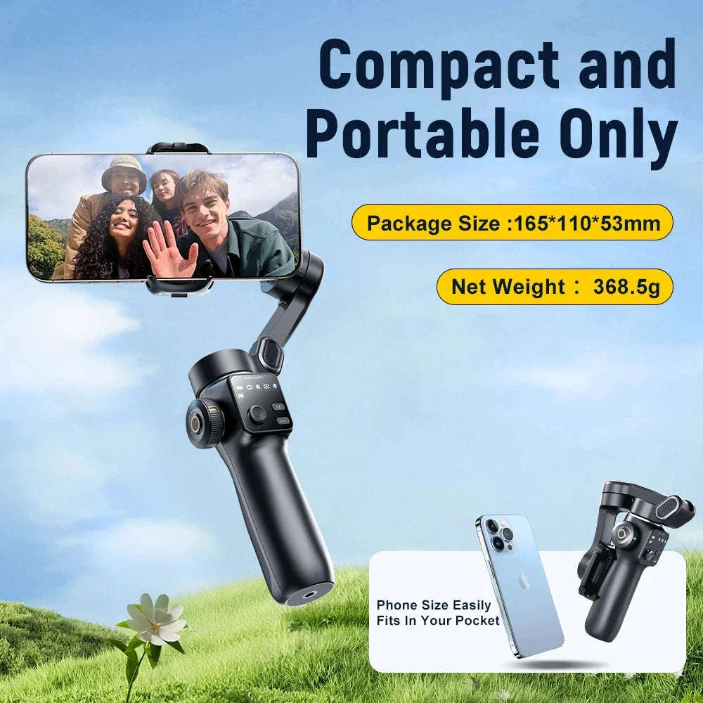 3-Axis Smartphone Gimbal Stabilizer with Face Tracking & Extension Rod - Image 5