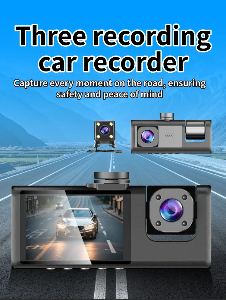 3-Channel Dash Camera with 1080P Front, Inside, Rear View - Image 7