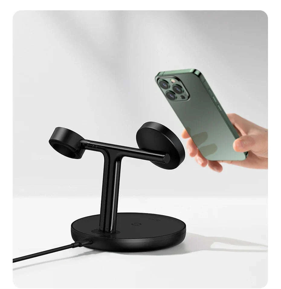 3-in-1 Magnetic Wireless Charger Stand for iPhone, AirPods, Watch - Image 24