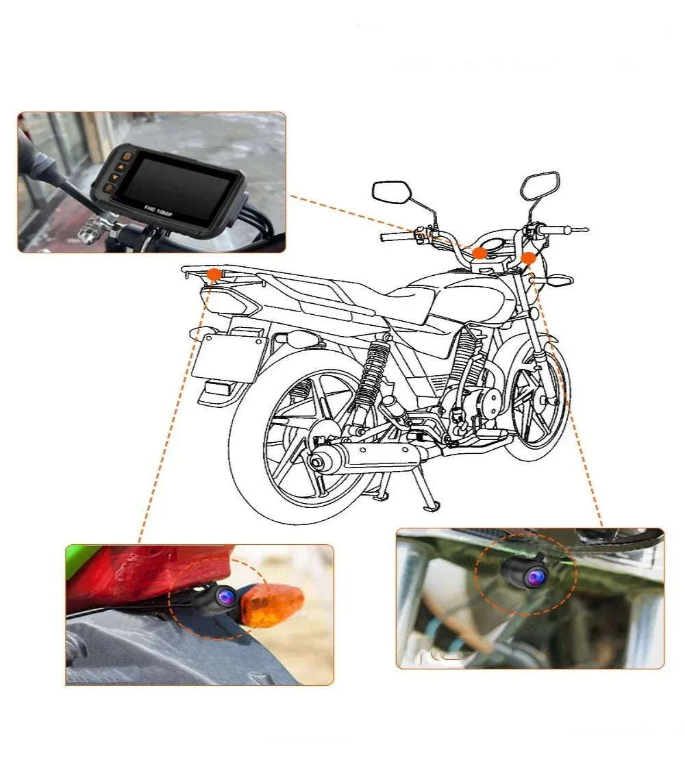 3 Inch Motorcycle Dashcam DVR with Waterproof Dual Camera - Image 9