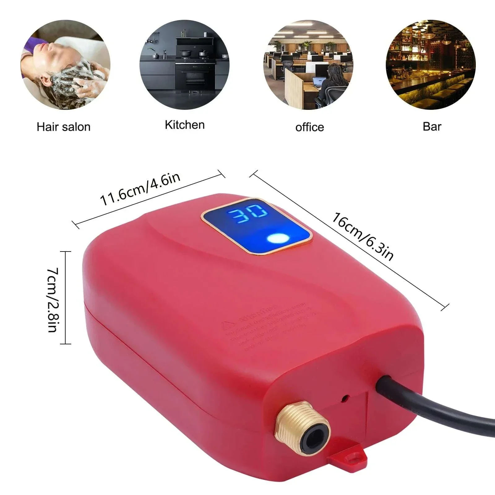 3000W Tankless Water Heater 110V Instant Hot Water with LED - Image 3
