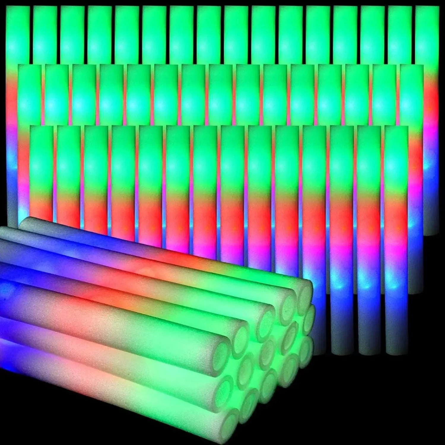 Foam Glow Sticks 30-Pack LED Flashing Batons