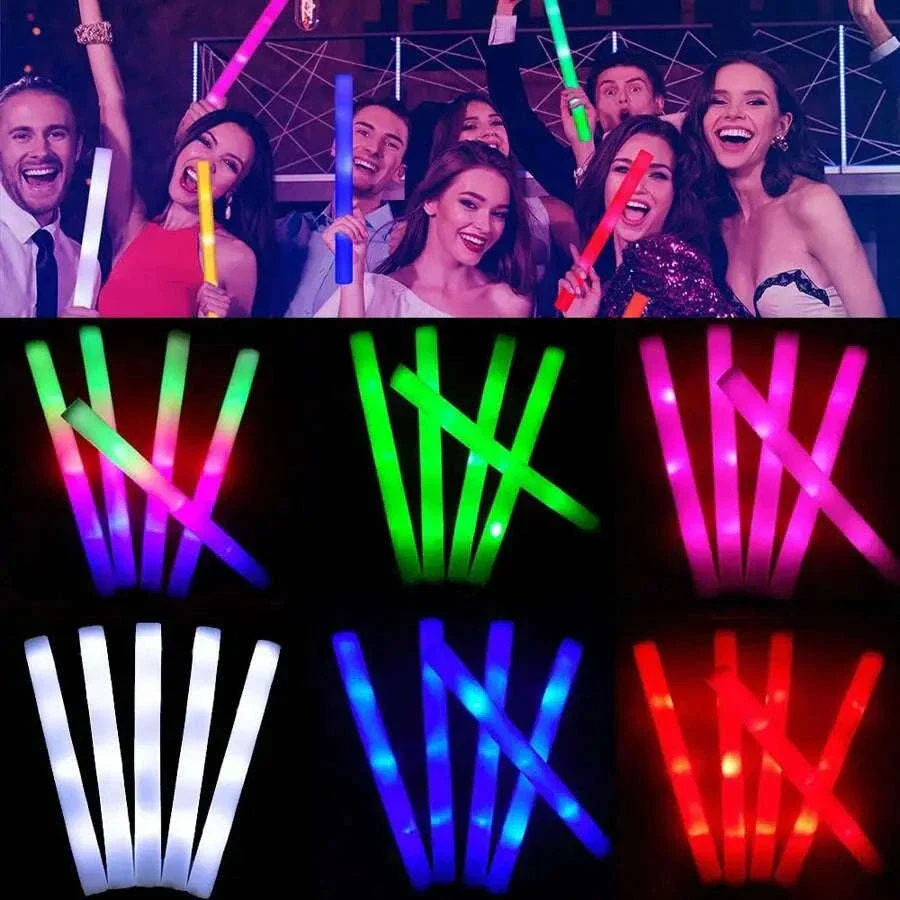 Foam Glow Sticks 30-Pack LED Flashing Batons - Image 6