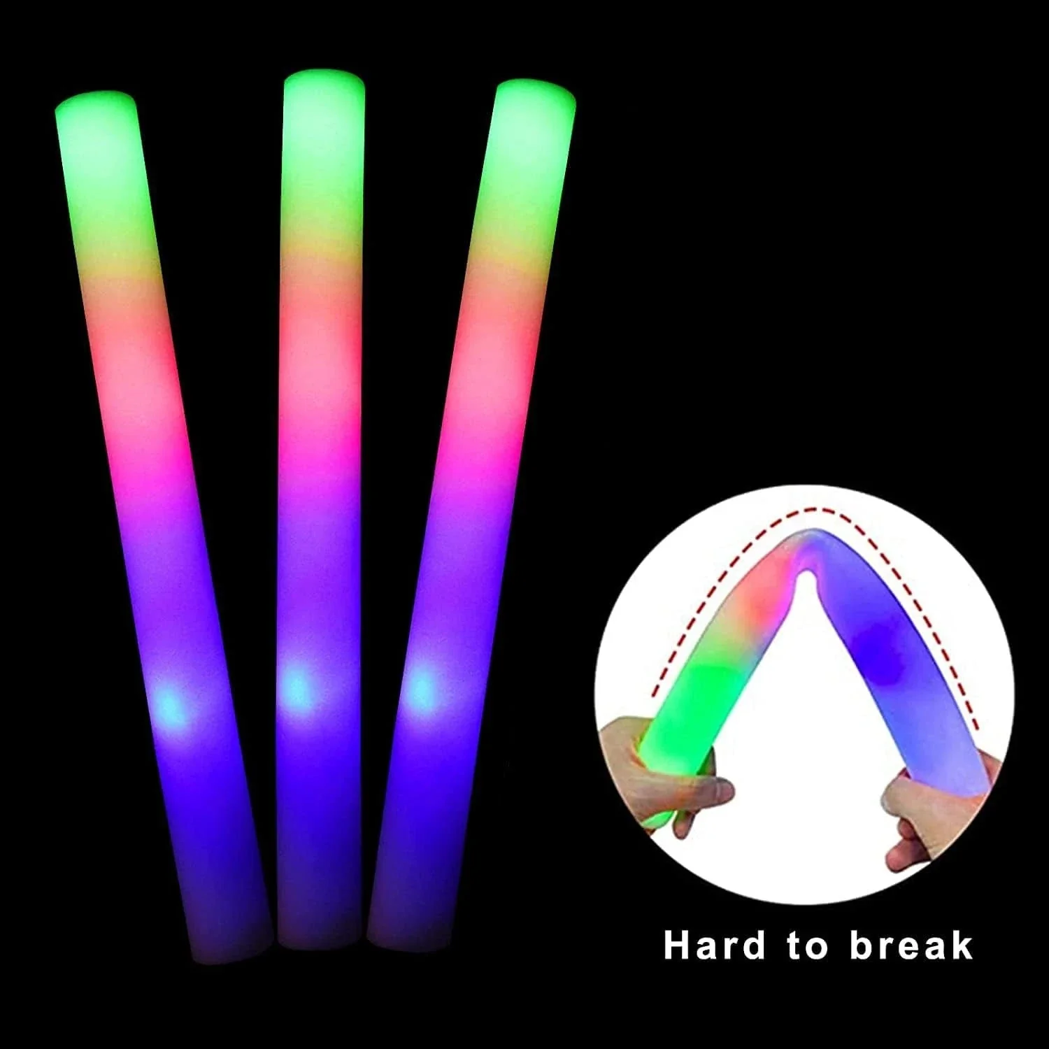 Foam Glow Sticks 30-Pack LED Flashing Batons - Image 7
