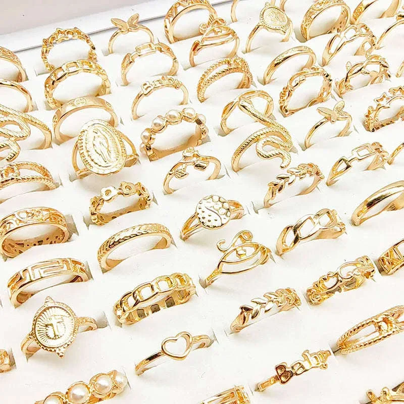 30-Piece Mixed Style Ring Set with Pearl and Silver Designs - Image 10