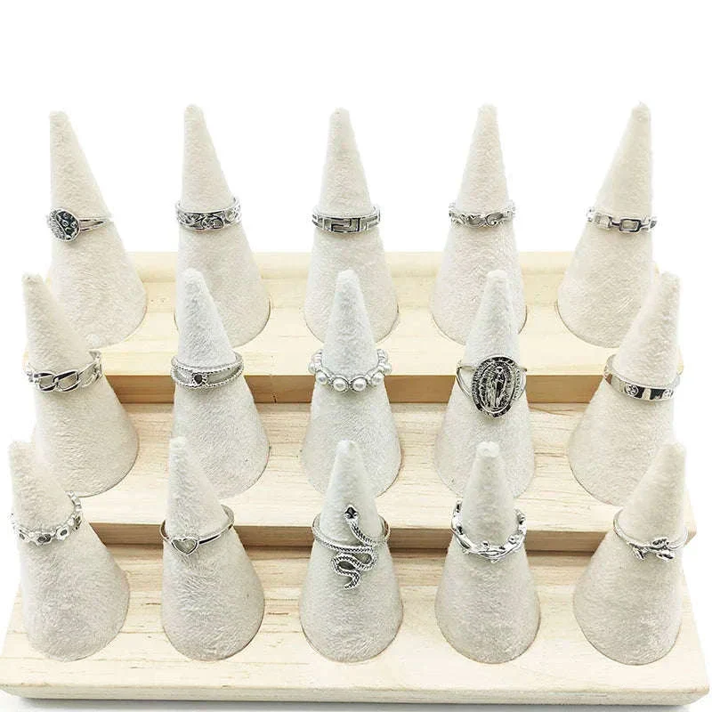 30-Piece Mixed Style Ring Set with Pearl and Silver Designs - Image 4