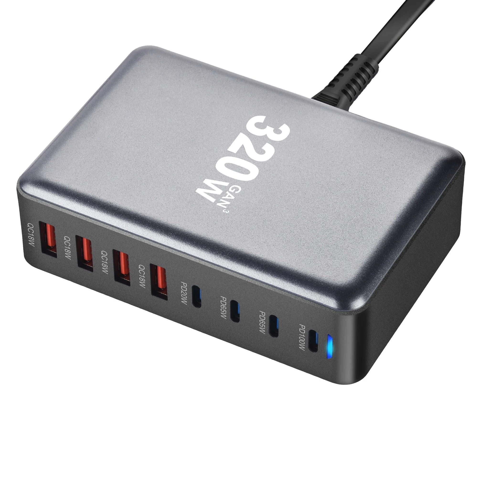320W GaN Desktop Charger with 8-Port USB-C Power Delivery - Image 4