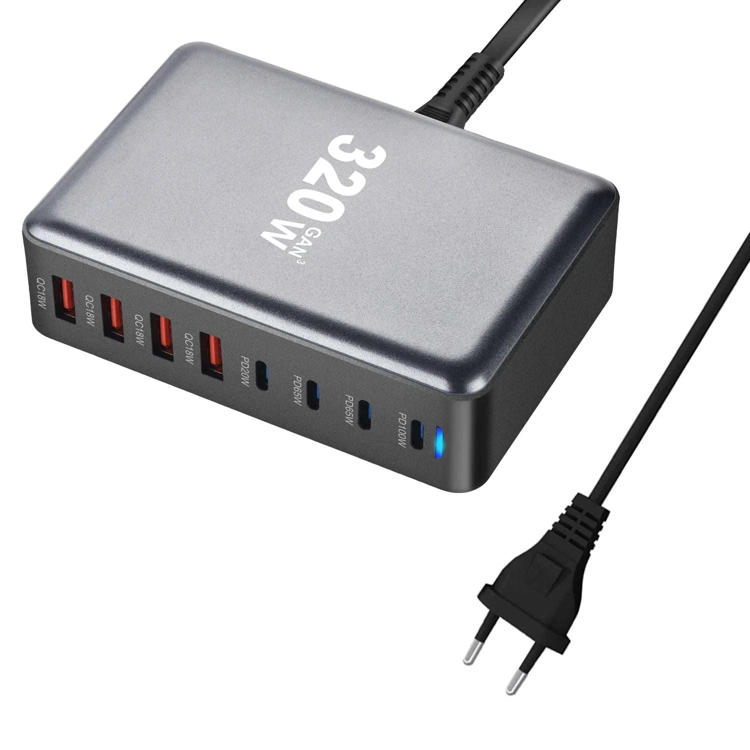 320W GaN Desktop Charger with 8-Port USB-C Power Delivery - Image 8