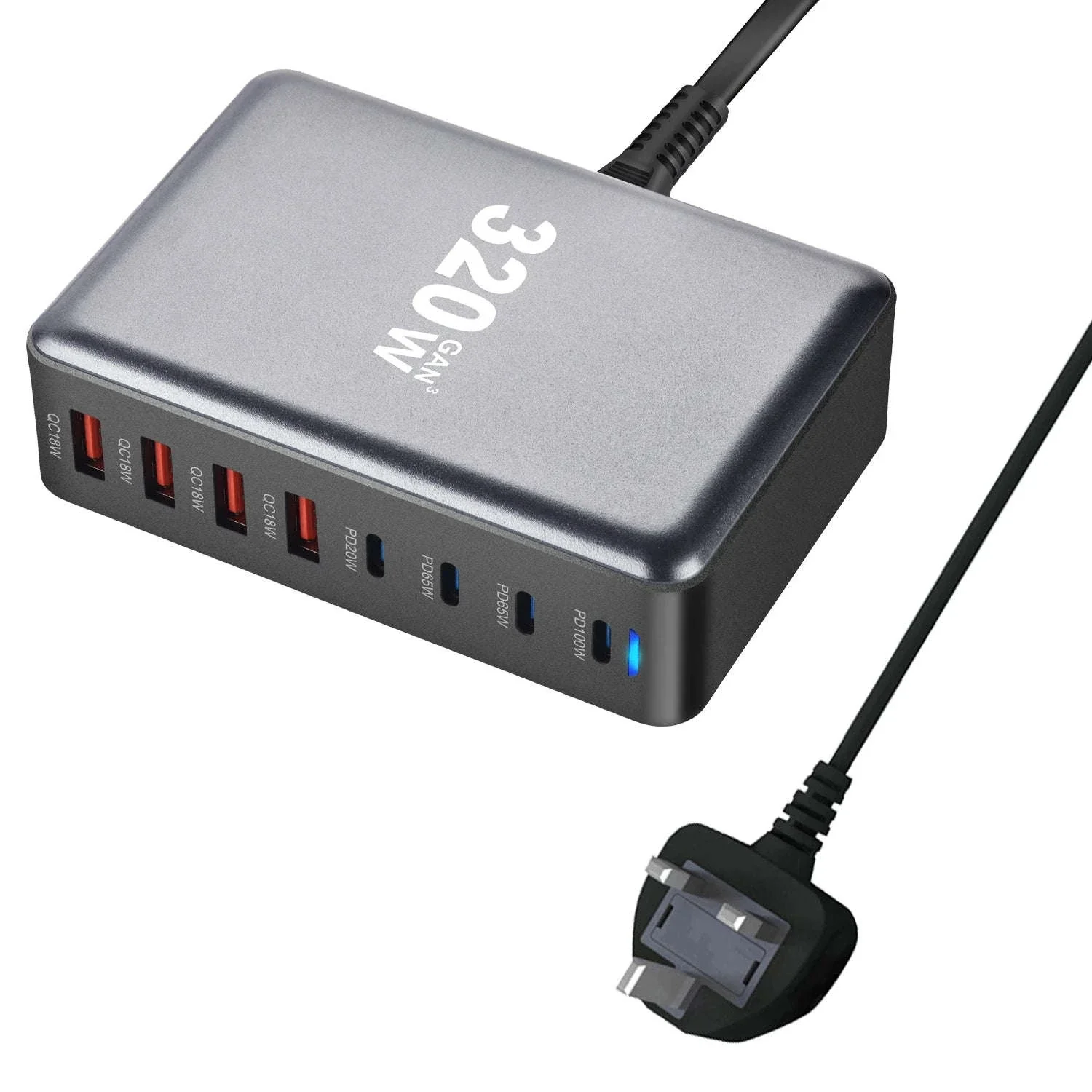 320W GaN Desktop Charger with 8-Port USB-C Power Delivery - Image 9