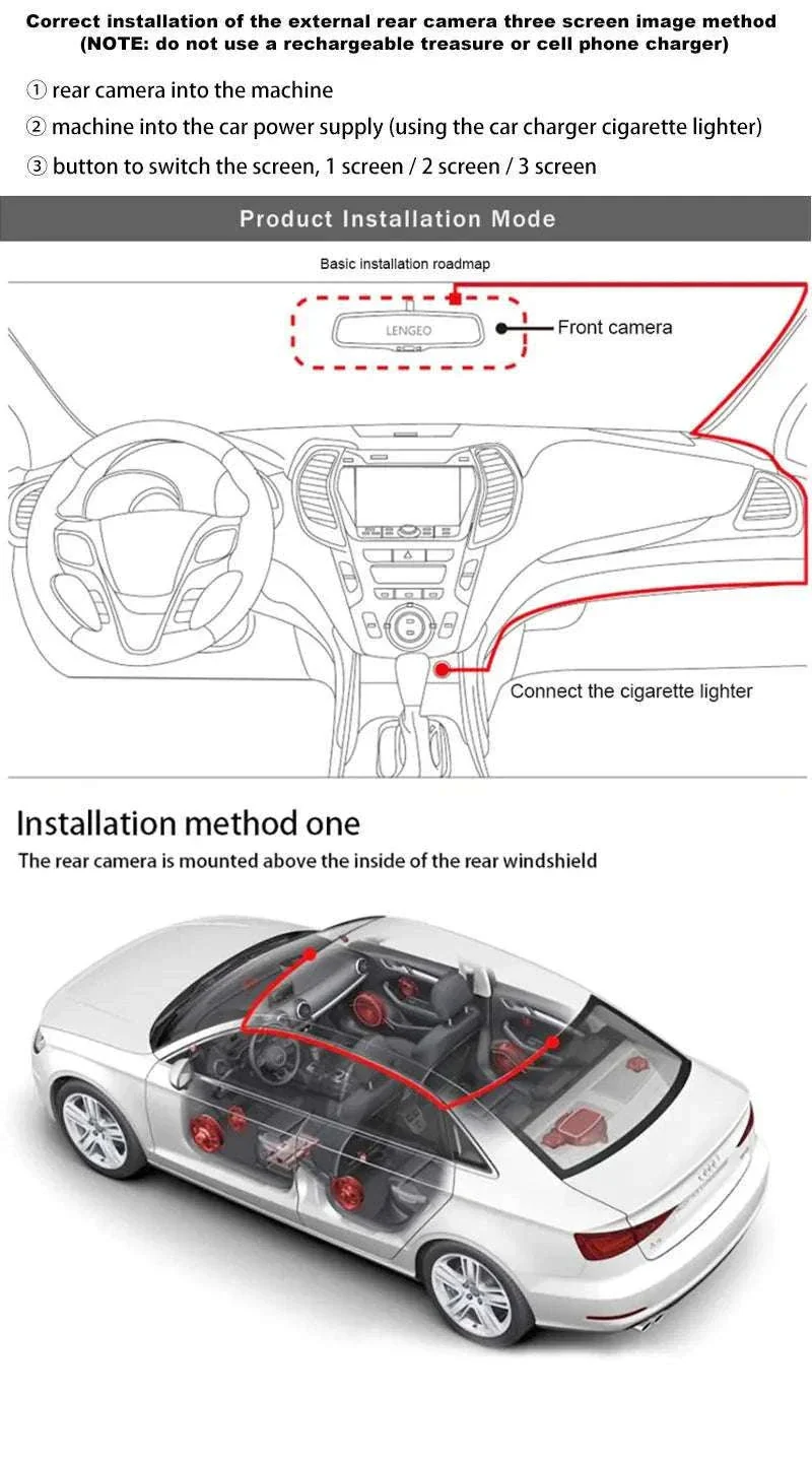 3 Channel WiFi Dash Cam Front Inside Rear 1080P Night Vision DVR - Image 10
