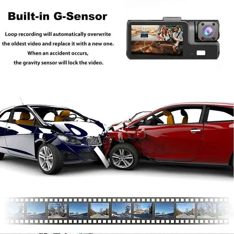 3 Channel WiFi Dash Cam Front Inside Rear 1080P Night Vision DVR - Image 12