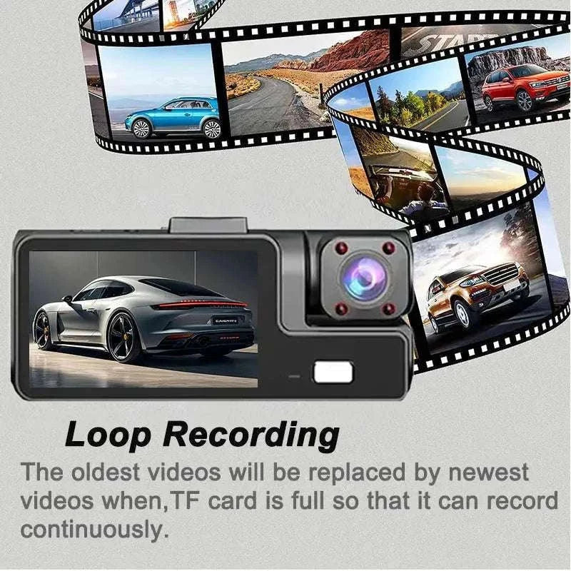 3 Channel WiFi Dash Cam Front Inside Rear 1080P Night Vision DVR - Image 13