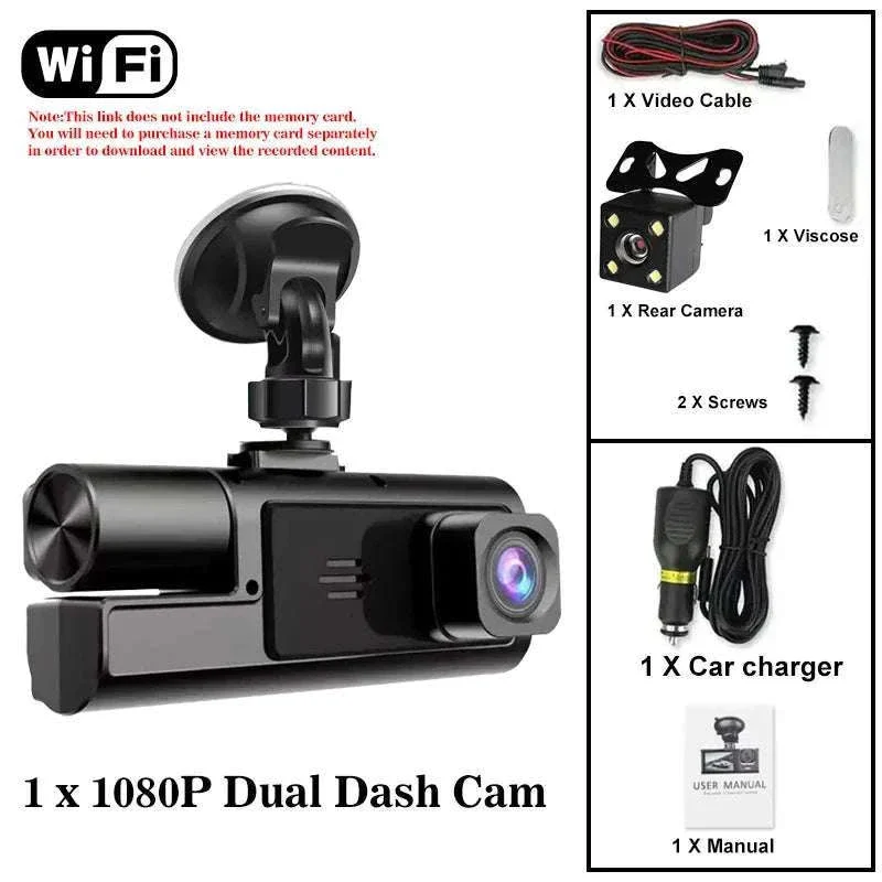 3 Channel WiFi Dash Cam Front Inside Rear 1080P Night Vision DVR - Image 17
