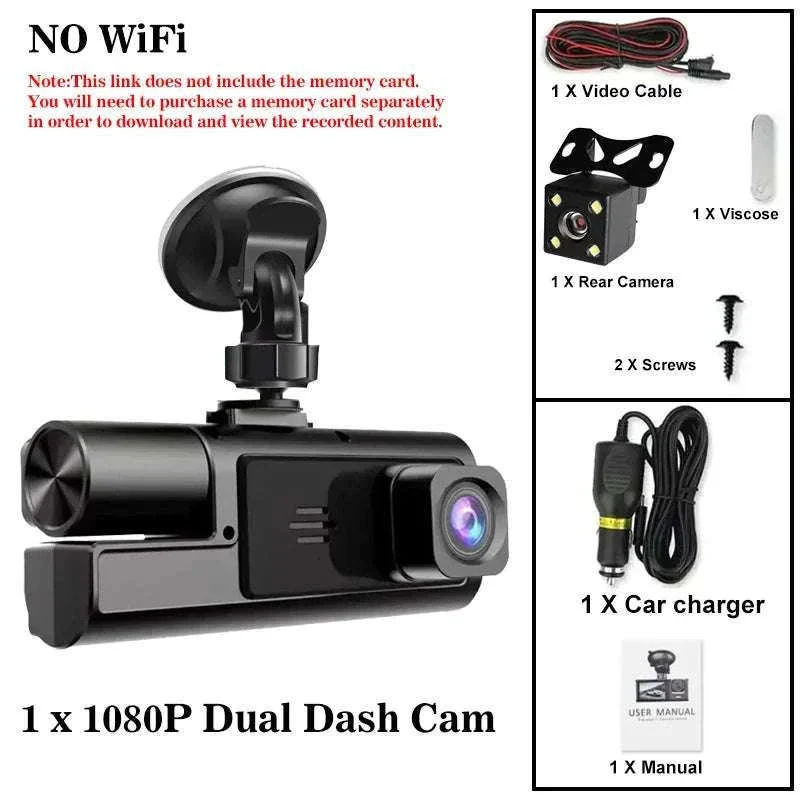 3 Channel WiFi Dash Cam Front Inside Rear 1080P Night Vision DVR - Image 18
