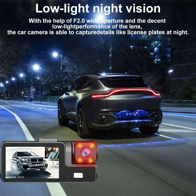 3 Channel WiFi Dash Cam Front Inside Rear 1080P Night Vision DVR - Image 3
