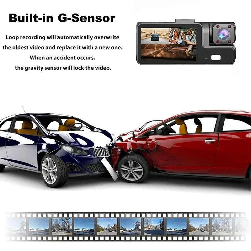 3 Channel WiFi Dash Cam Front Inside Rear 1080P Night Vision DVR - Image 4