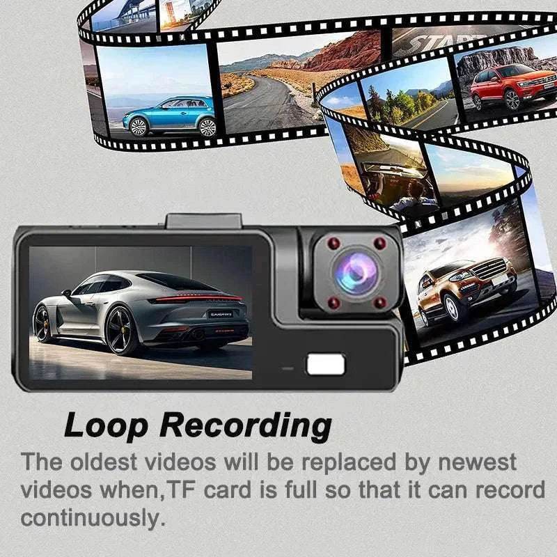 3 Channel WiFi Dash Cam Front Inside Rear 1080P Night Vision DVR - Image 5