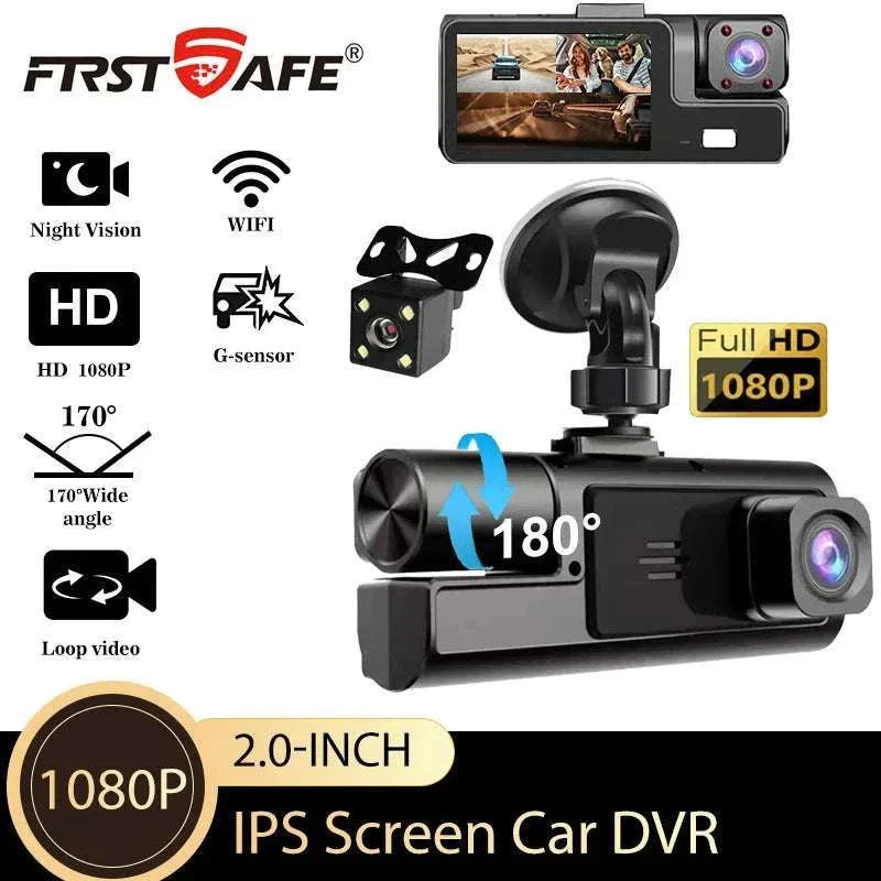 3 Channel WiFi Dash Cam Front Inside Rear 1080P Night Vision DVR - Image 8