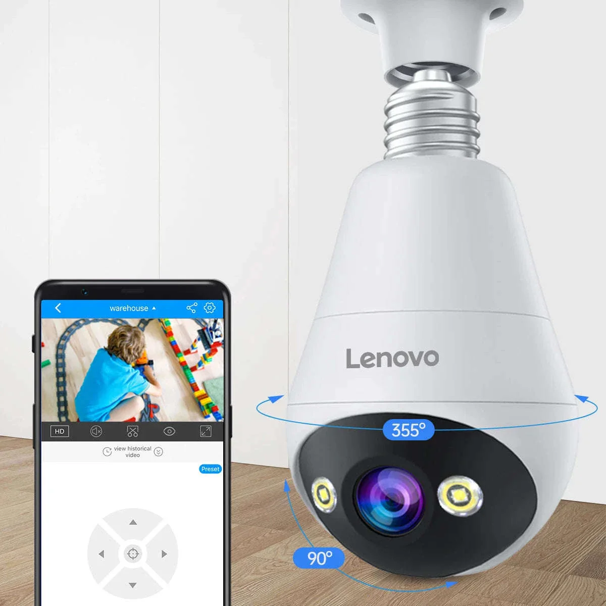 3MP WiFi Bulb Security Camera with 360° View & Night Vision - Image 2